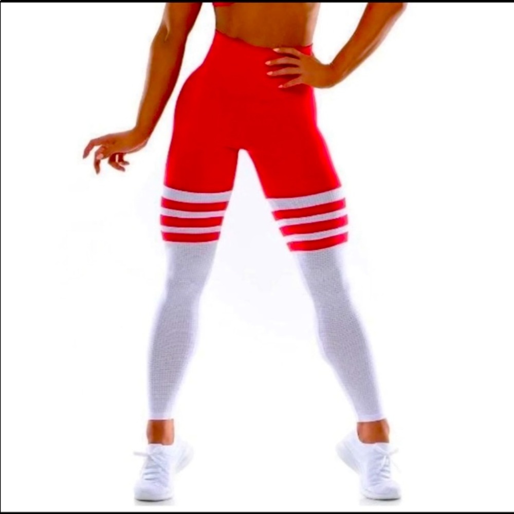 FOUND Red Thigh Leggings XS